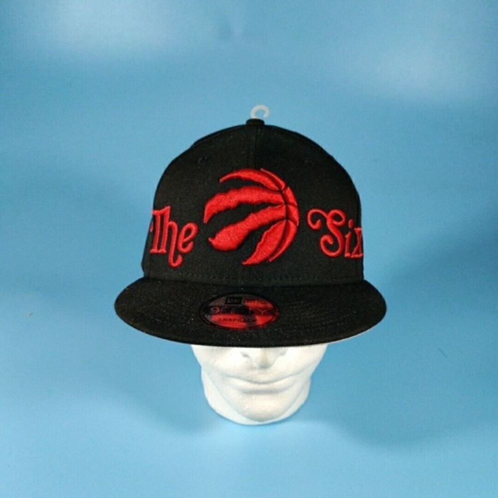 New Era Hat‎ Mens Black Toronto Raptors 9Fifty SnapBack Embroidered The Six